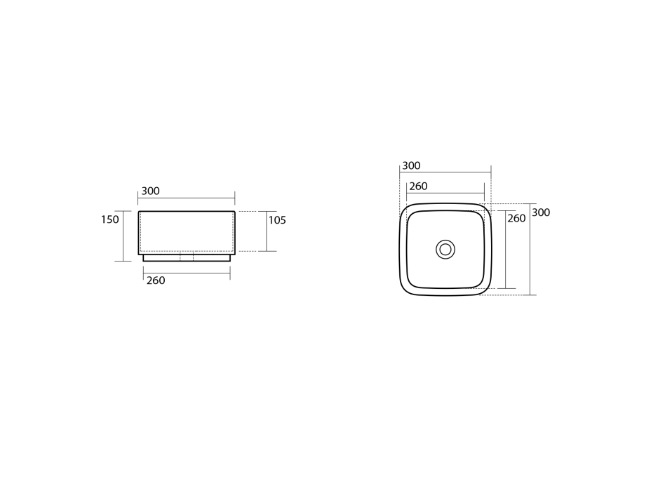 Kerasan HAKO keramické umyvadlo na desku 30x30cm, černá mat 554331