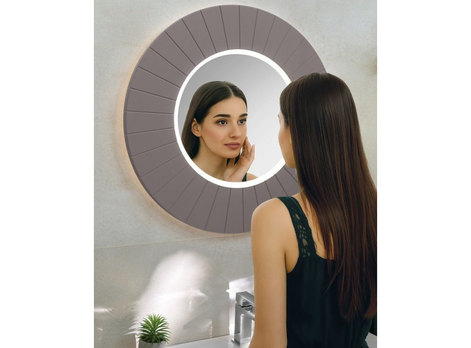 Sapho LUMIRO STRIP kulaté zrcadlo s LED osvětlením v rámu ø 75cm, agila LR750-4343S