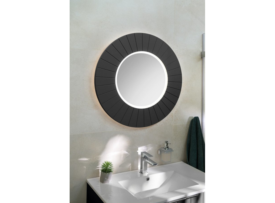 Sapho LUMIRO STRIP kulaté zrcadlo s LED osvětlením v rámu ø 75cm, carina LR750-4141S