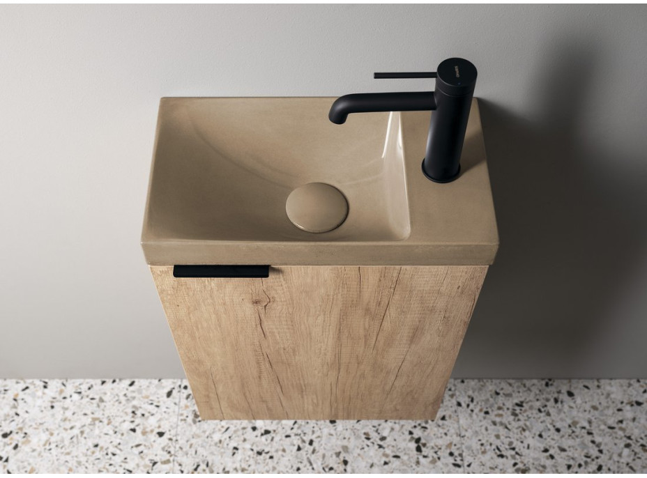 Sapho AGOS betonové umývátko 40x22cm, levé/pravé, písková pololesk AS40014