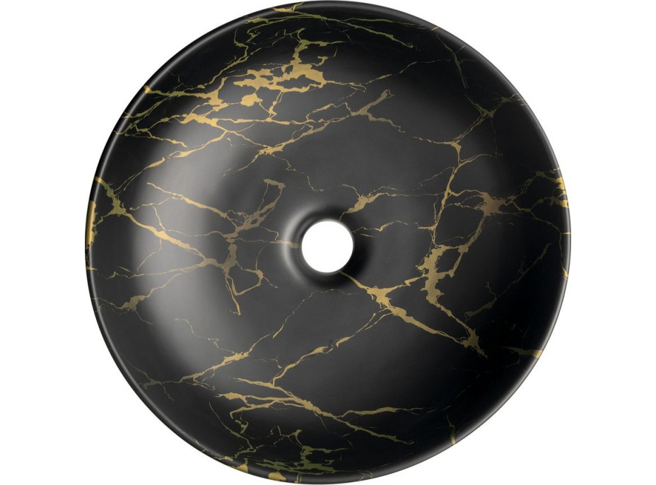 Sapho RONDANE keramické umyvadlo na desku Ø 41cm, portoro mramor AR435PT