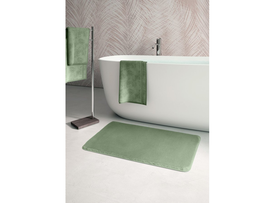 Gedy FUZZY koupelnová předložka, 60x100cm, 100% polyester, protiskluz, zelená 96FY100607