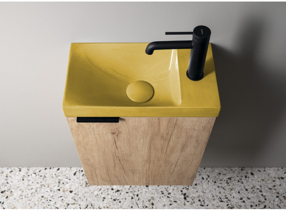 Sapho AGOS betonové umývátko 40x22cm, levé/pravé, žlutá pololesk AS40022