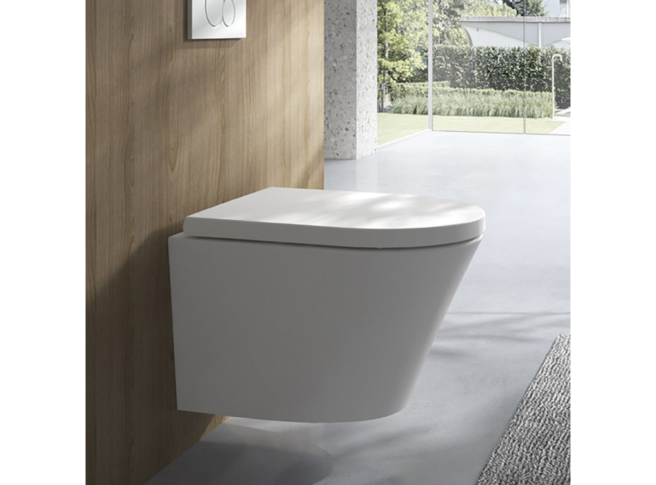 Sapho PACO SHORT závěsná WC mísa, Rimless, 36x47, 5cm, bílá PZ1012SH