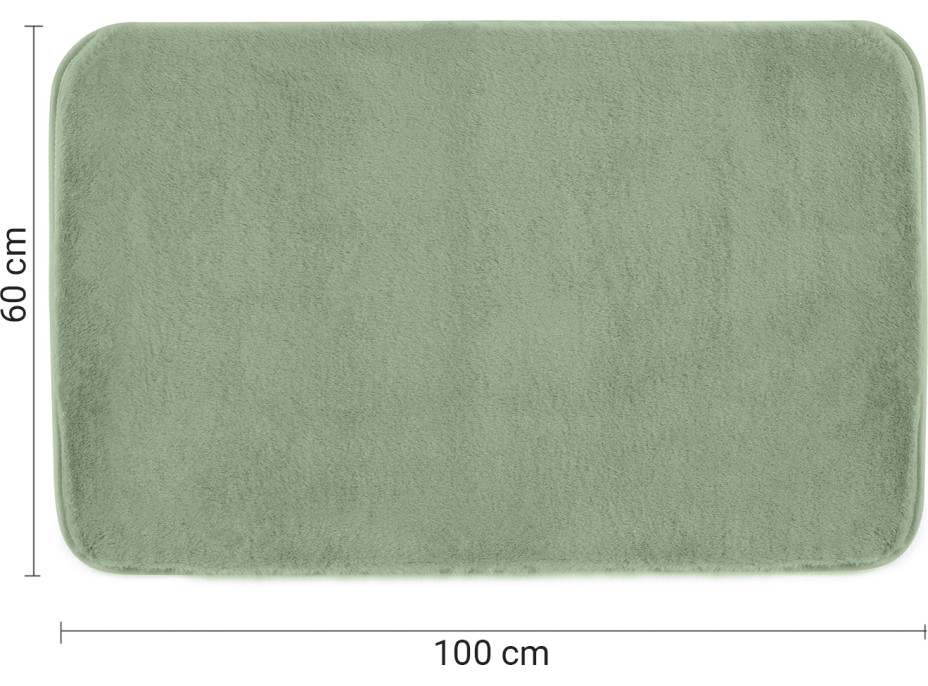 Gedy FUZZY koupelnová předložka, 60x100cm, 100% polyester, protiskluz, zelená 96FY100607