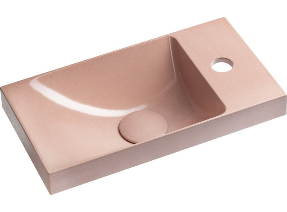 Sapho AGOS betonové umývátko 40x22cm, levé/pravé, růžová pololesk AS40021