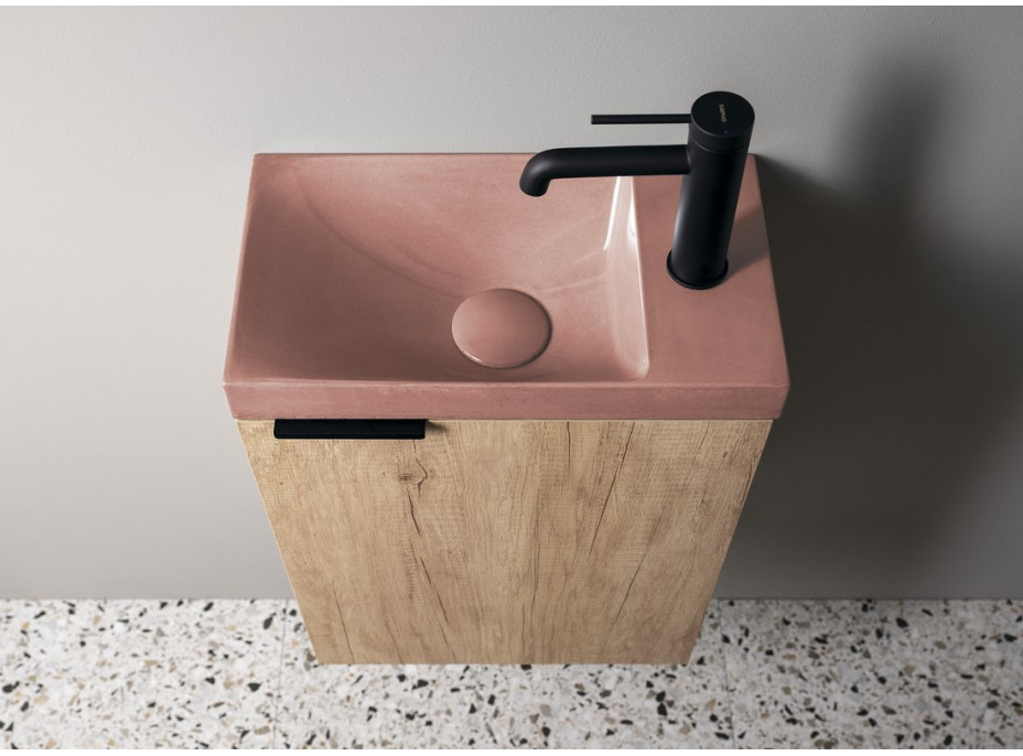 Sapho AGOS betonové umývátko 40x22cm, levé/pravé, růžová pololesk AS40021