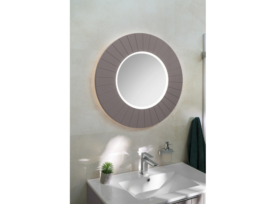 Sapho LUMIRO STRIP kulaté zrcadlo s LED osvětlením v rámu ø 75cm, agila LR750-4343S