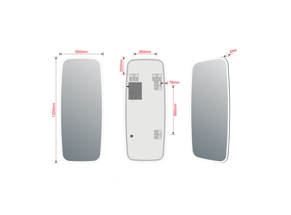 Sapho TONG zrcadlo s LED osvětlením 120x50cm TN5012