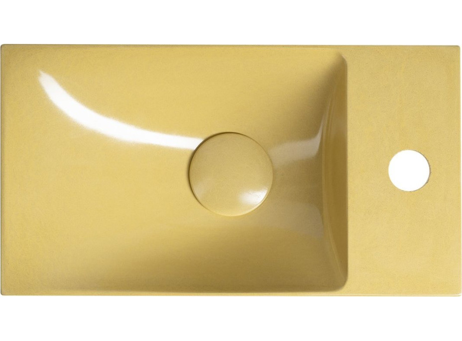Sapho AGOS betonové umývátko 40x22cm, levé/pravé, žlutá pololesk AS40022