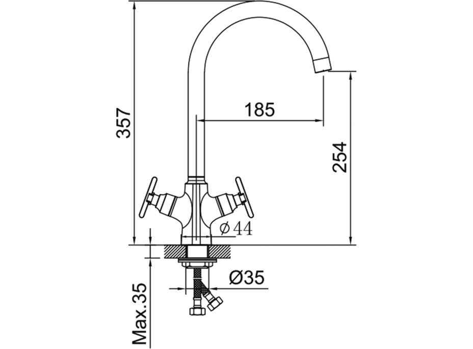 Sapho XELLA stojánková dřezová baterie, gun metal XE603GM