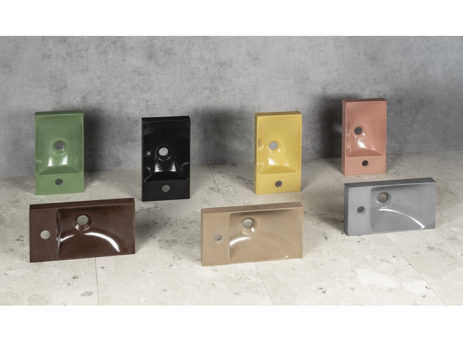 Sapho AGOS betonové umývátko 40x22cm, levé/pravé, tmavě hnědá pololesk AS40015