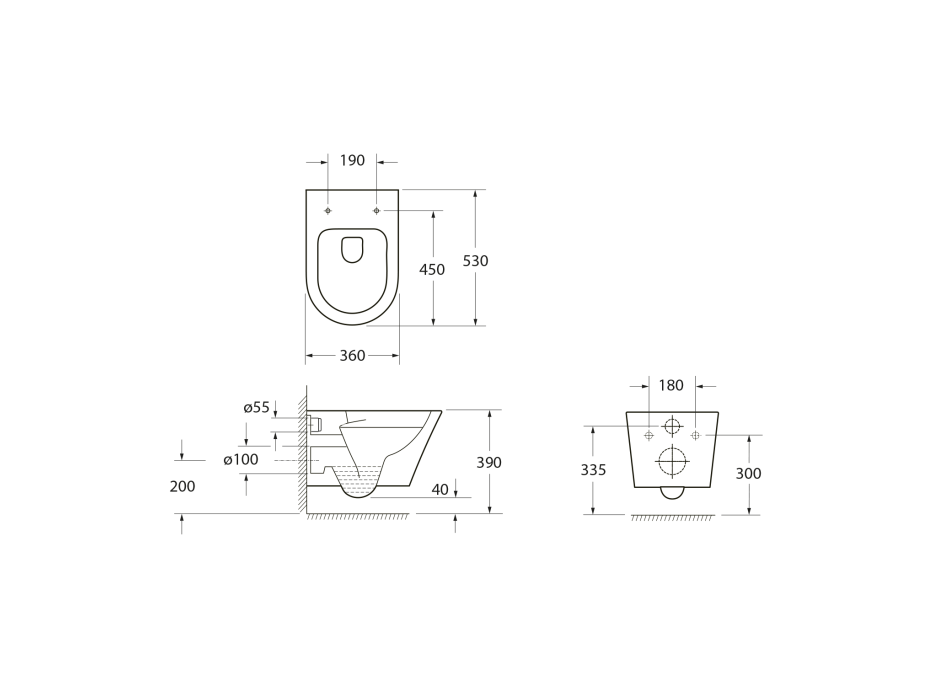 Sapho PACO závěsná WC mísa, Vortex Rimless, 36x53cm, bílá PZ1012V