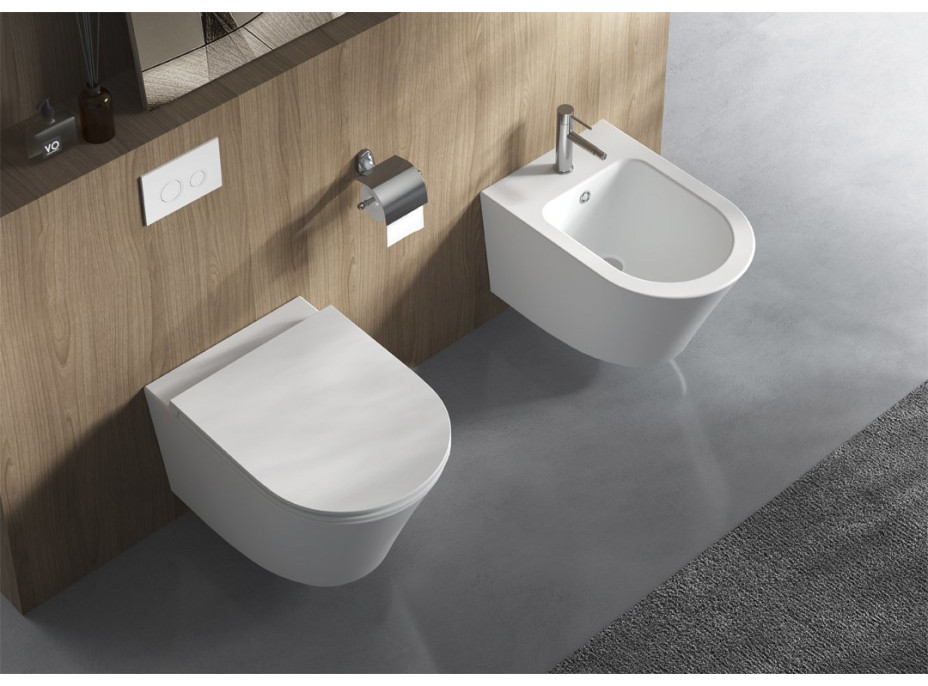 Sapho PACO SHORT závěsná WC mísa, Rimless, 36x47, 5cm, bílá PZ1012SH