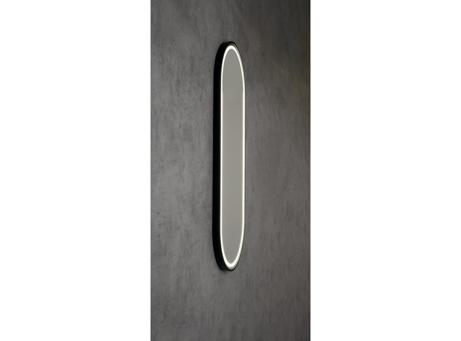 Sapho KAIRA oválné zrcadlo s LED osvětlením 120x50cm, černá mat KA500