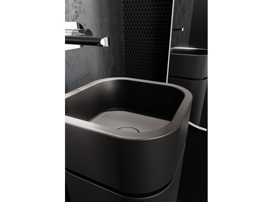 Kerasan HAKO keramické umyvadlo na desku 30x30cm, černá mat 554331