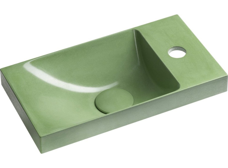 Sapho AGOS betonové umývátko 40x22cm, levé/pravé, zelená pololesk AS40023