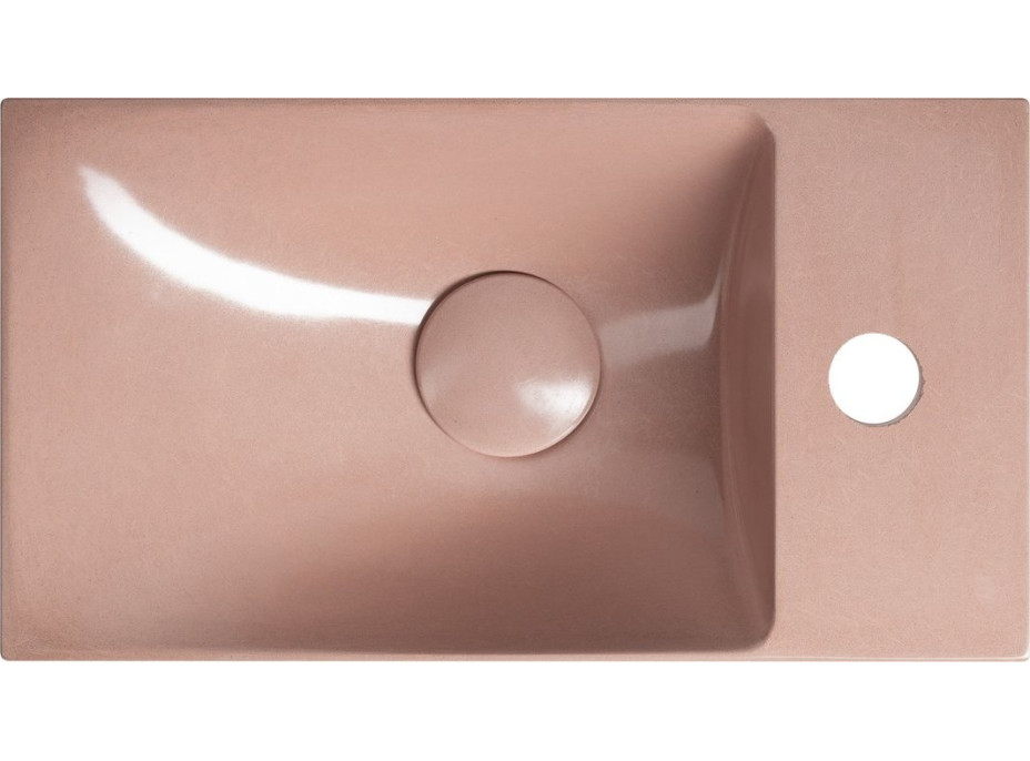 Sapho AGOS betonové umývátko 40x22cm, levé/pravé, růžová pololesk AS40021
