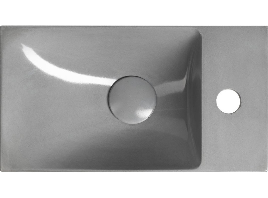 Sapho AGOS betonové umývátko 40x22cm, levé/pravé, šedá pololesk AS40017