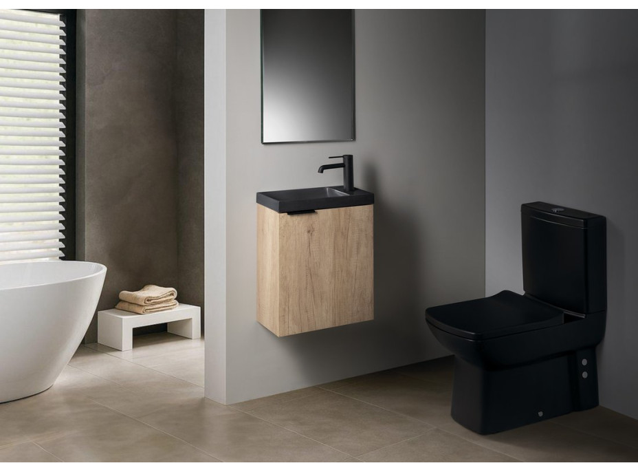 Sapho AGOS betonové umývátko 40x22cm, levé/pravé, antracit pololesk AS40016