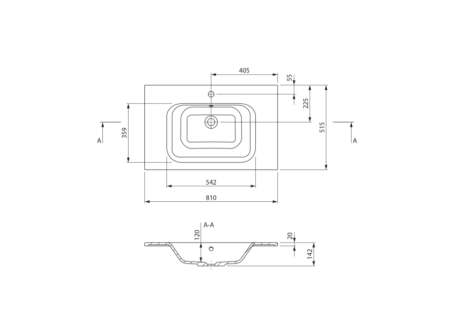 Sapho ARECA umyvadlo, litý mramor, 81x51, 5cm, bílá AC081