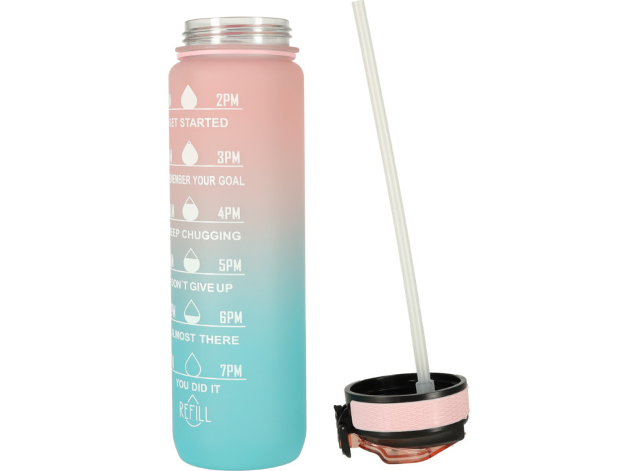 Láhev na vodu 1l - růžová/tyrkysová