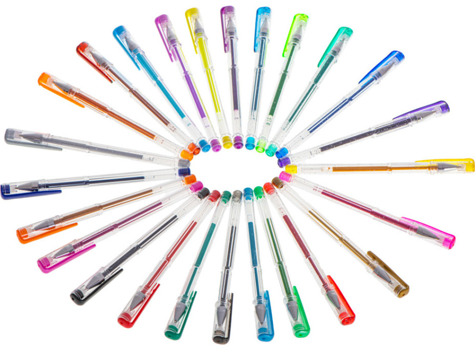 Barevná třpytivá gelová pera - sada 25 ks