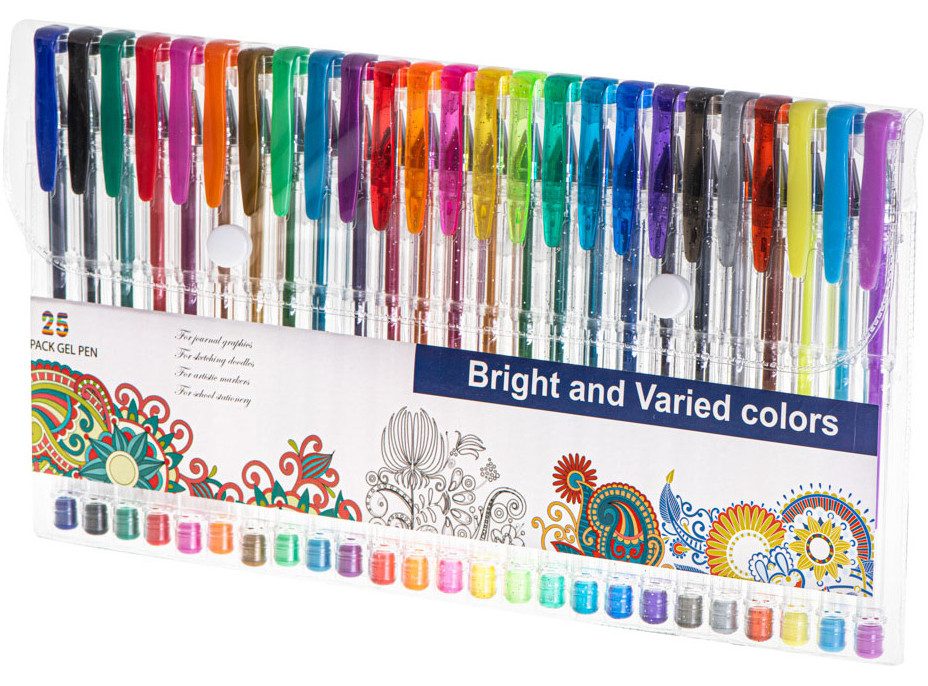 Barevná třpytivá gelová pera - sada 25 ks