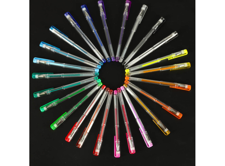 Barevná třpytivá gelová pera - sada 25 ks