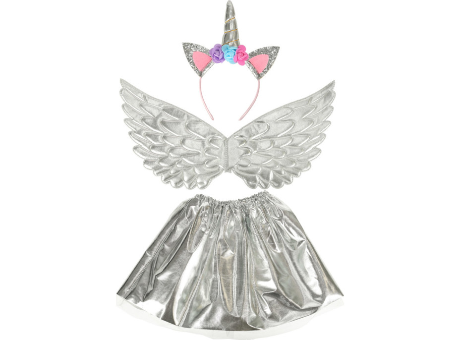 Karnevalový kostým Jednorožec - stříbrný