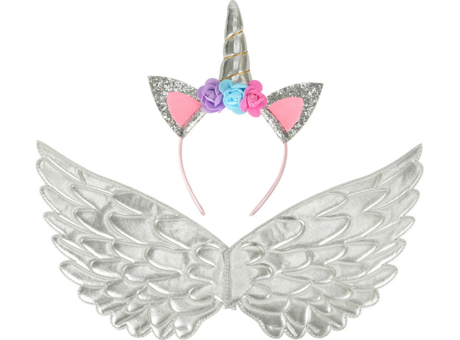 Karnevalový kostým Jednorožec - stříbrný