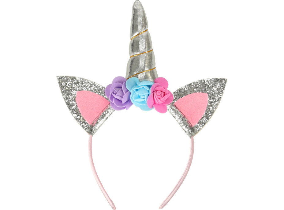 Karnevalový kostým Jednorožec - stříbrný