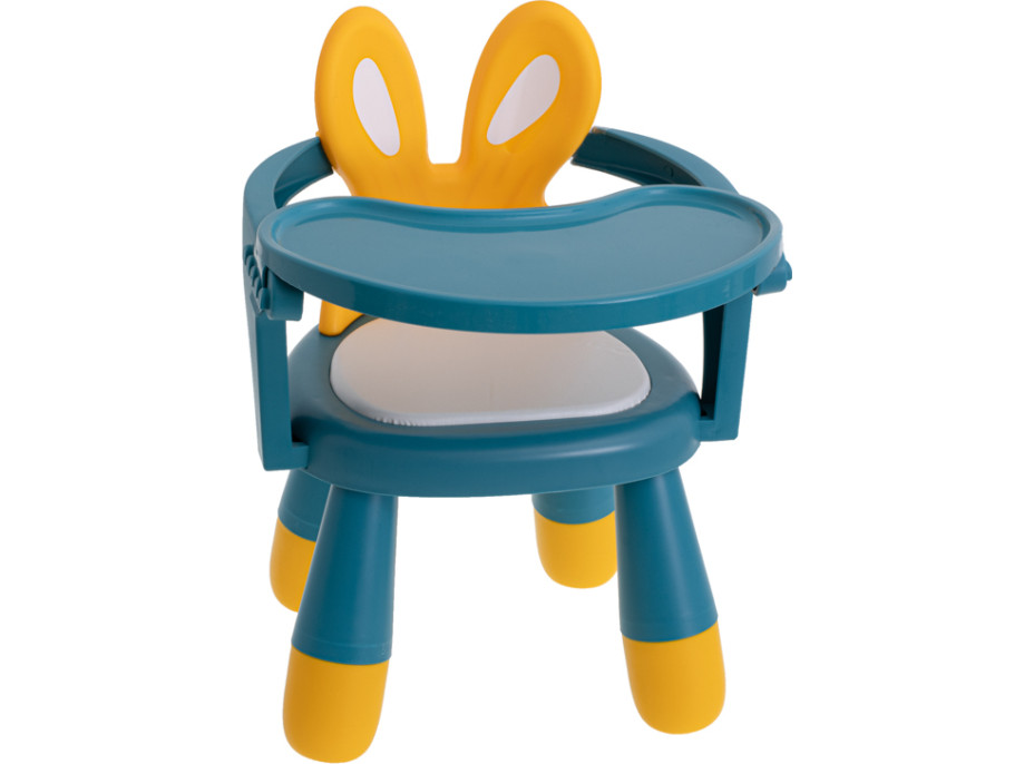 Dětská jídelní židlička Králíček - modrá/žlutá