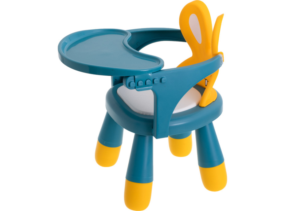Dětská jídelní židlička Králíček - modrá/žlutá