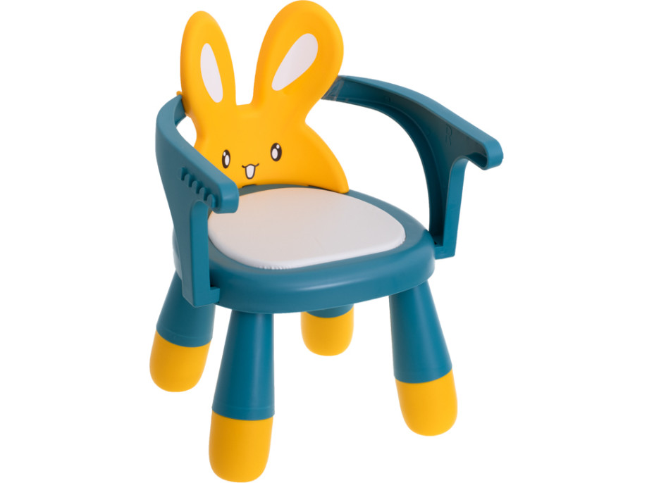 Dětská jídelní židlička Králíček - modrá/žlutá