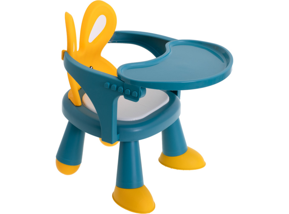 Dětská jídelní židlička Králíček - modrá/žlutá