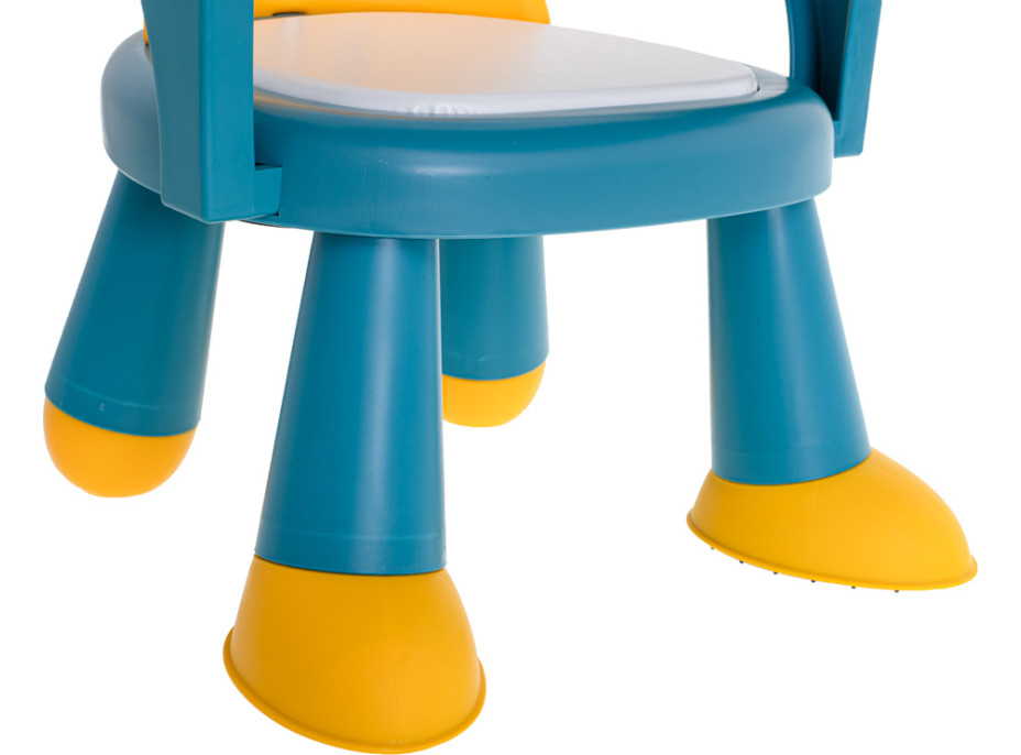 Dětská jídelní židlička Králíček - modrá/žlutá