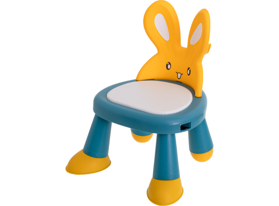Dětská jídelní židlička Králíček - modrá/žlutá