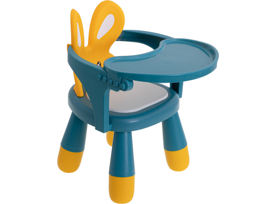 Dětská jídelní židlička Králíček - modrá/žlutá