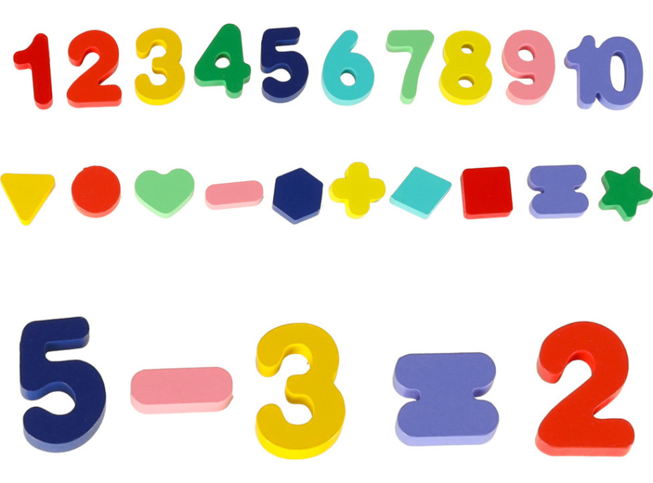 Dřevěná Montessori vkládačka s tvary a čísly 3v1