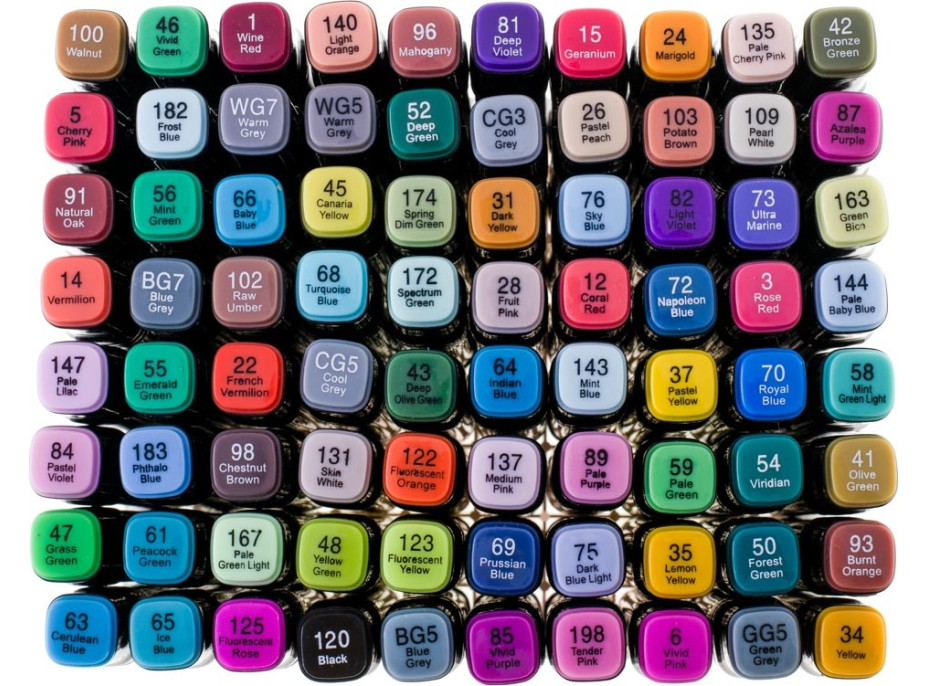 Oboustranné lihové fixy v pouzdře 80 ks + stojan