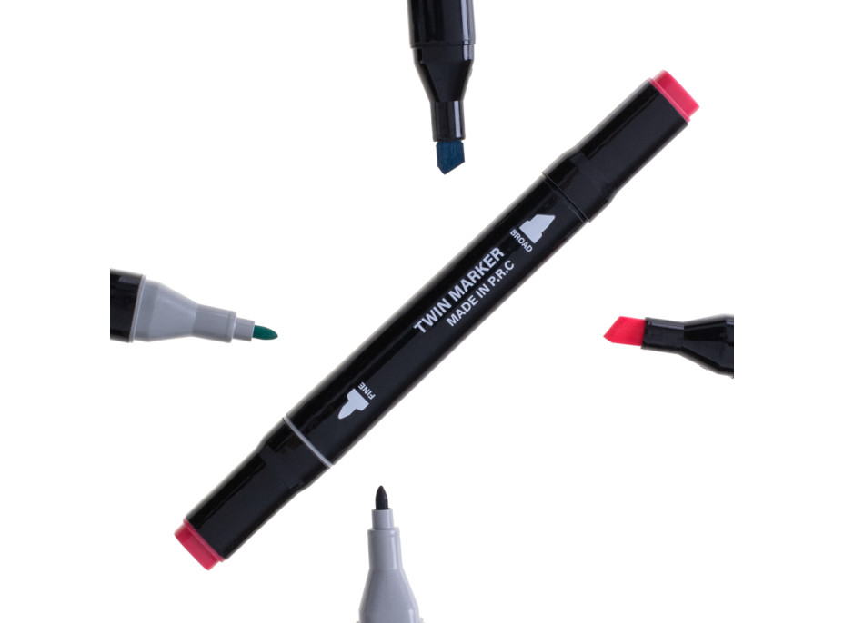 Oboustranné lihové fixy v pouzdře 80 ks + stojan