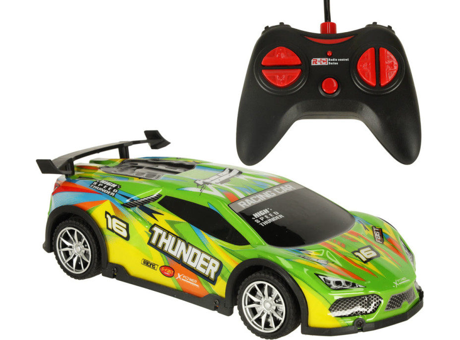 RC sportovní auto s LED světly - zelené