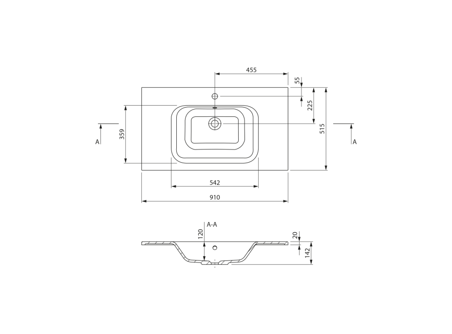 Sapho ARECA umyvadlo, litý mramor, 91x51, 5cm, bílá AC091