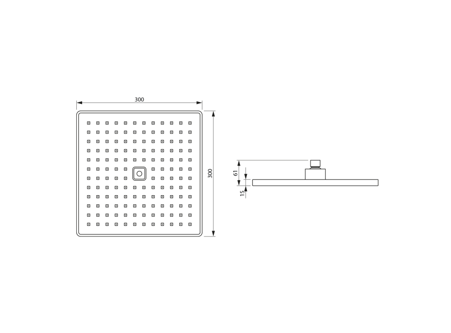 Aqualine Hlavová sprcha, 300x300 mm, ABS/černá mat SC174B