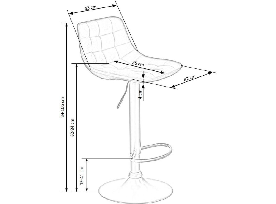 Barová židle DÁŠENKA - hořčicově žlutá - výškově nastavitelná