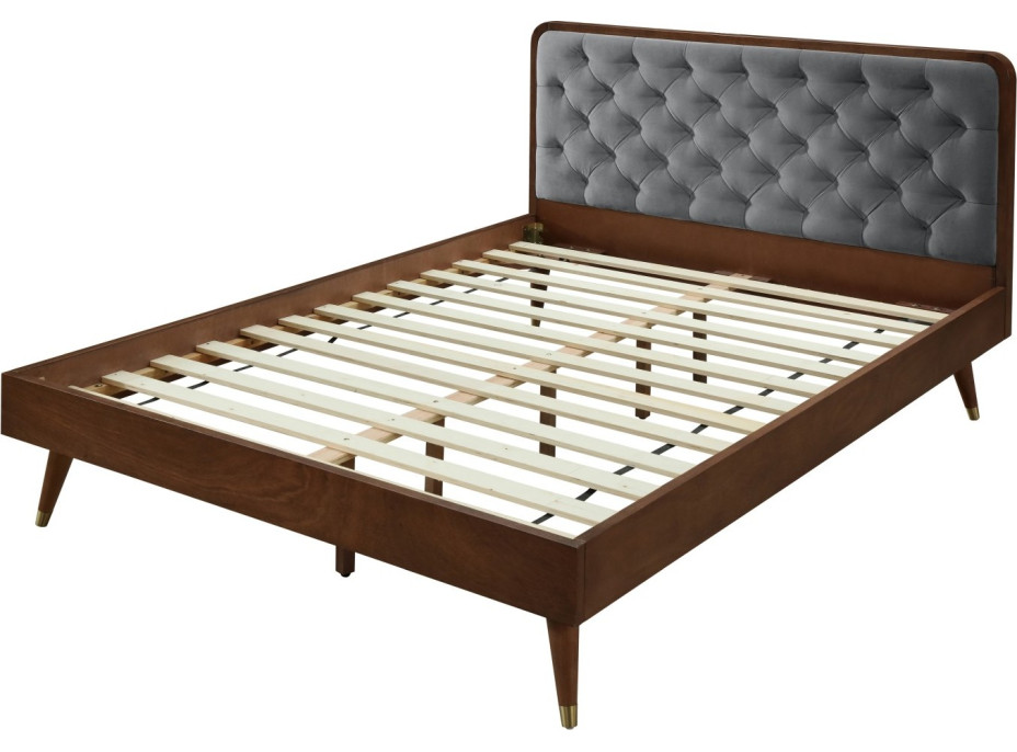 Čalouněná postel CHARLEY 200x140 cm - šedá/ořech