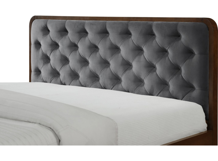 Čalouněná postel CHARLEY 200x140 cm - šedá/ořech