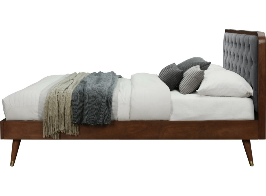 Čalouněná postel CHARLEY 200x140 cm - šedá/ořech