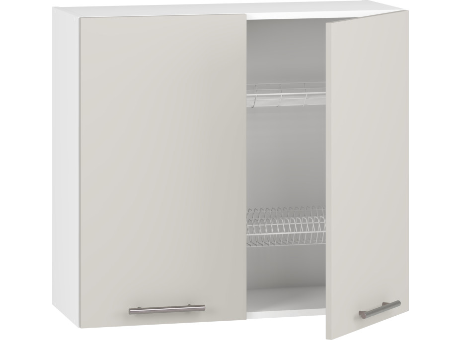 Závěsná kuchyňská skříňka VITO s přihrádkou na talířky - 80x72x30 cm - kašmírová lesklá